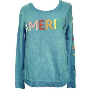 Chaser America Blue Vintage Wash Long Sleeve Brushed Cotton LS Top Medium NEW